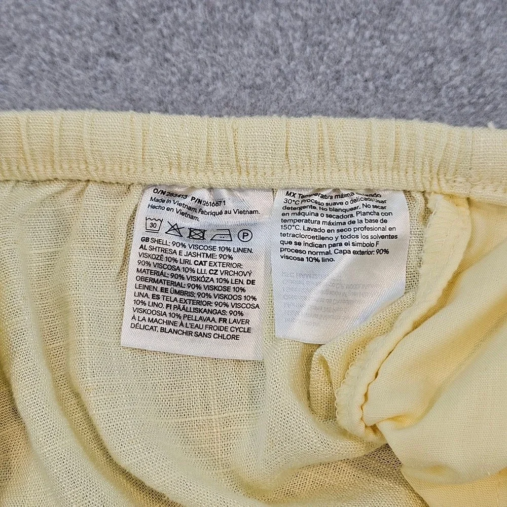 H&M DIVIDED | Yellow Linen Blend Wide Leg Drawstring Pants Size S NEW
